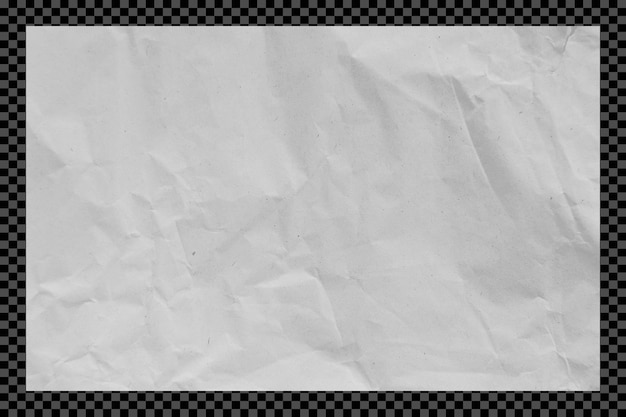 Witte gerimpelde papieren textuur op doorzichtige achtergrond