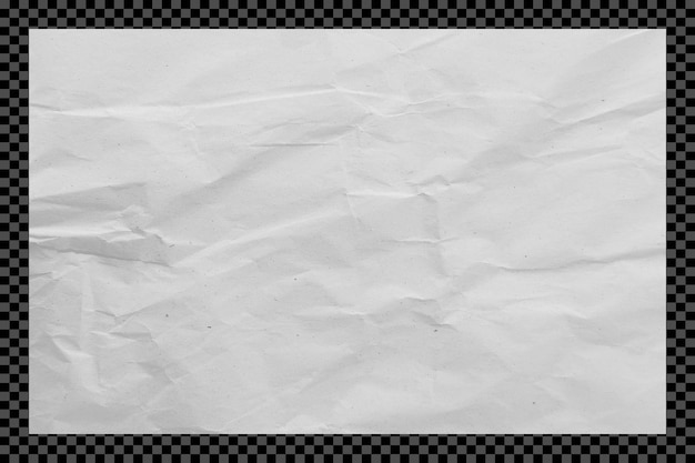 Witte gerimpelde papieren textuur op doorzichtige achtergrond