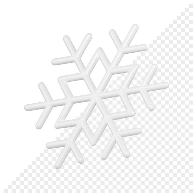 PSD witte glanzende minimalistische 3d sneeuwvlok geeft terug.