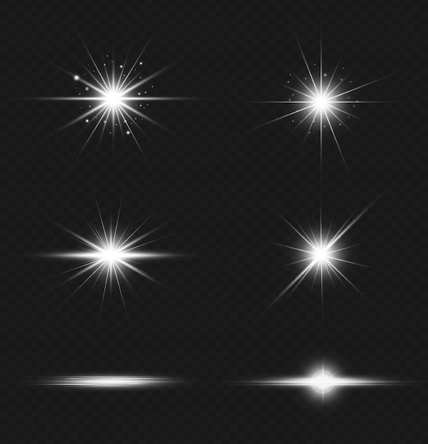 Witte gloeiende realistische lensflare-lichtcollectie