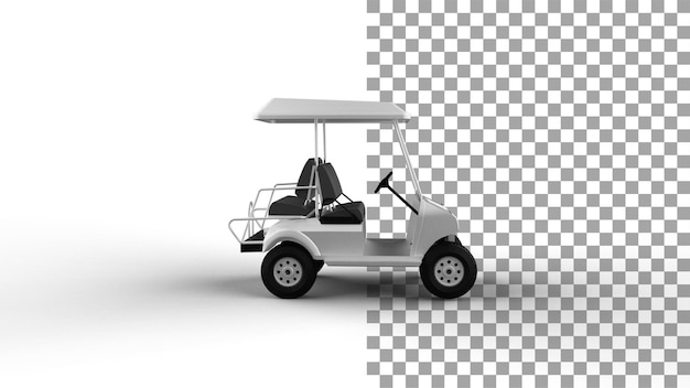 Witte golfkar zijaanzicht met schaduw 3d render