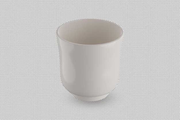 Witte keramische kom of mok op alpha achtergrond 3D-rendering