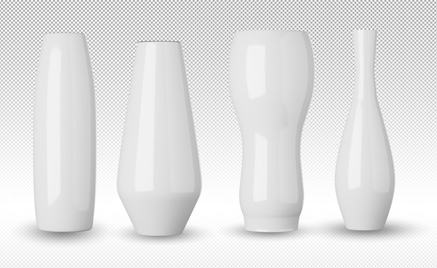 Witte keramische vaas geïsoleerd op alpha achtergrond 3D-rendering