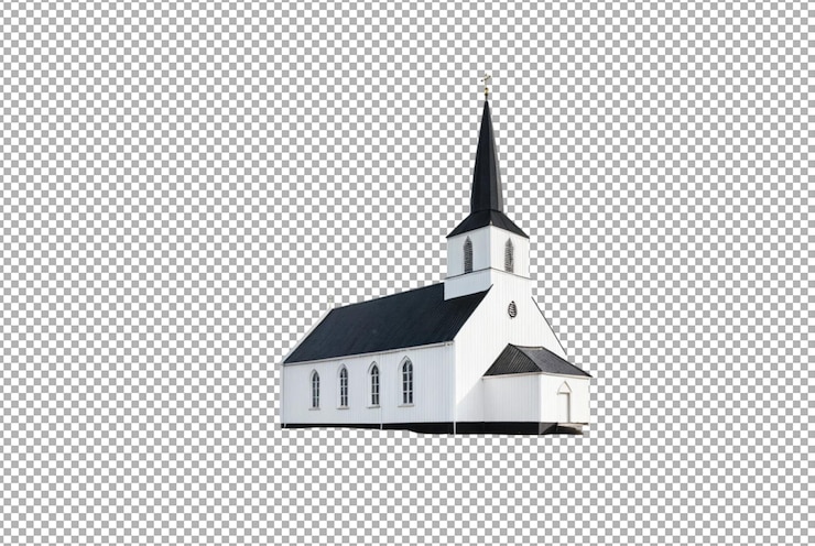 PSD witte kerk met zwart dak