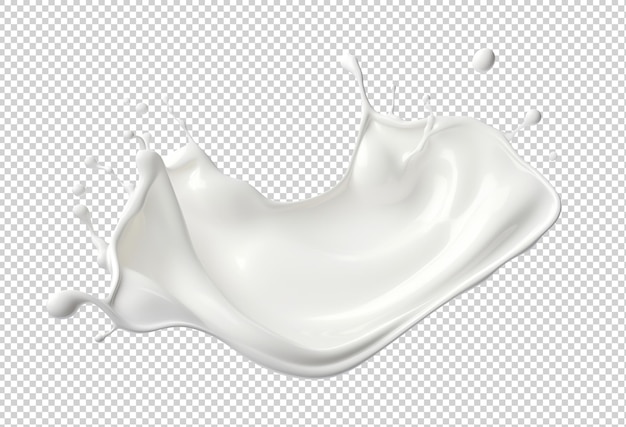 PSD witte melkgolf spat met spatten en druppels uitgeknipt op transparant