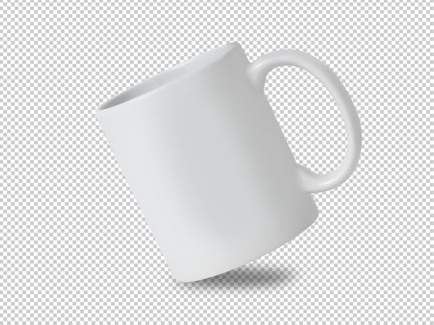 PSD witte mok cup mockup op transparant.