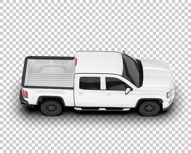 Witte pick-up truck op transparante achtergrond 3d-rendering illustratie