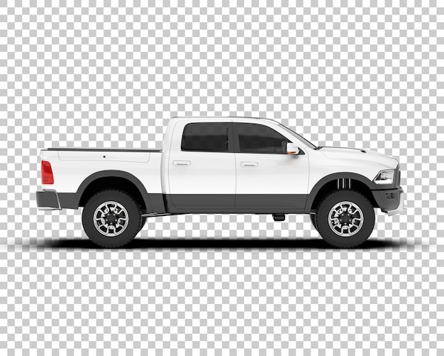 Witte pick-up truck op transparante achtergrond 3d-rendering illustratie