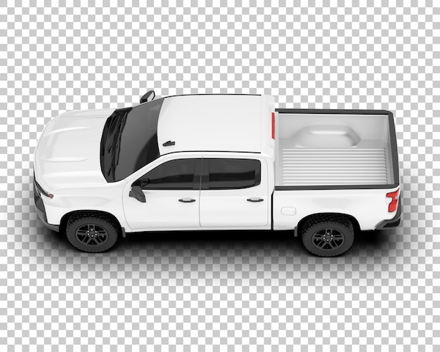 Witte pick-up truck op transparante achtergrond 3d-rendering illustratie