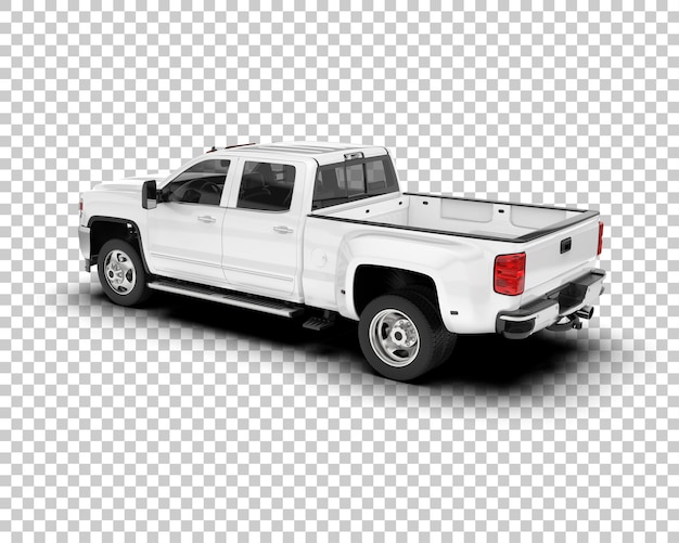 Witte pick-up truck op transparante achtergrond 3d-rendering illustratie
