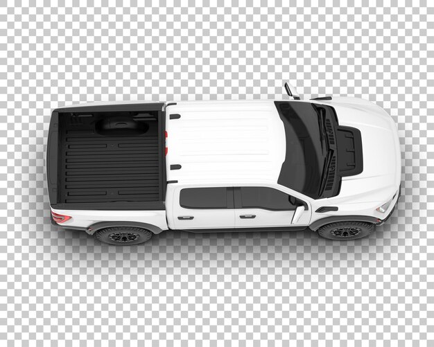 Witte pick-up truck op transparante achtergrond 3d-rendering illustratie