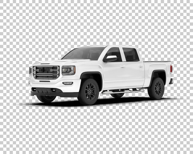 PSD witte pick-up truck op transparante achtergrond 3d-rendering illustratie