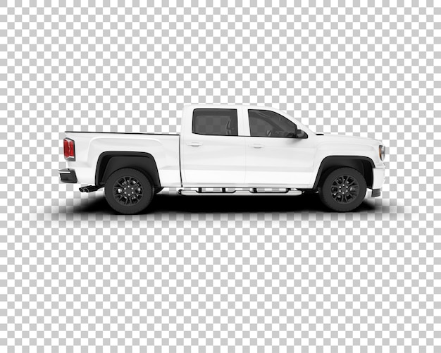 Witte pick-up truck op transparante achtergrond 3d-rendering illustratie