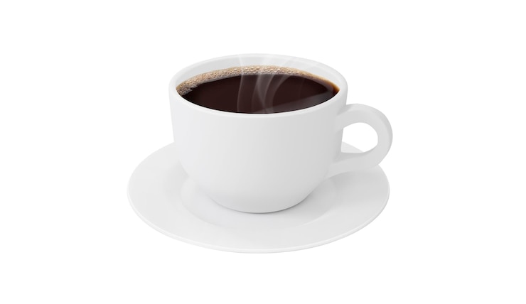 PSD witte realistische koffiebeker met doorzichtige achtergrond van rook