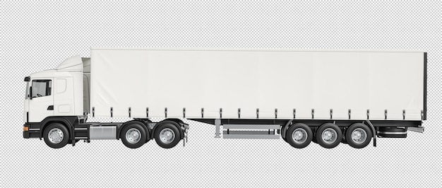 PSD witte semi-truck geïsoleerd op witte achtergrond