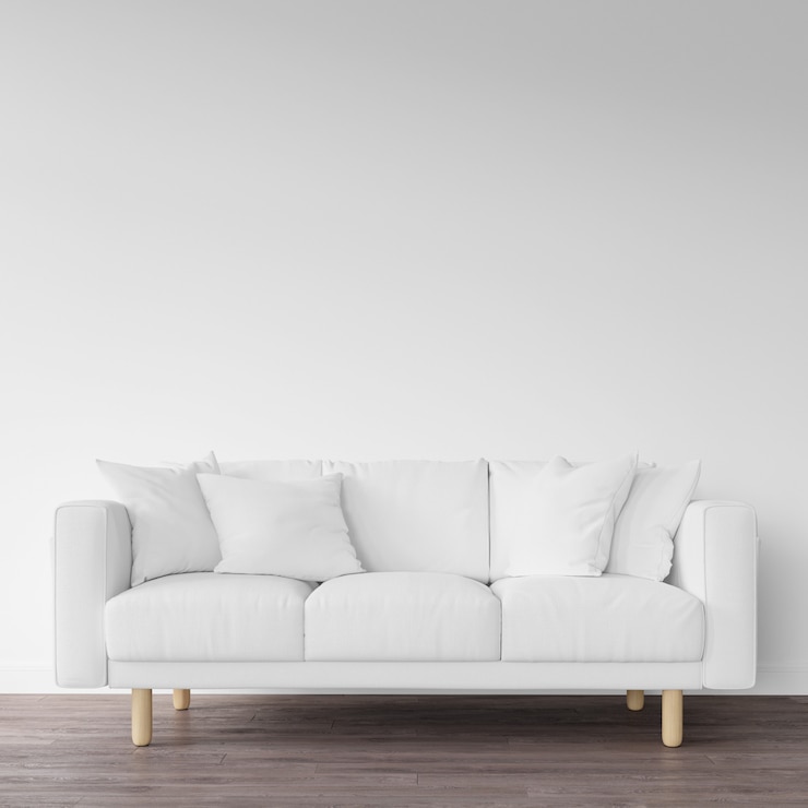 PSD witte sofa op houten vloer