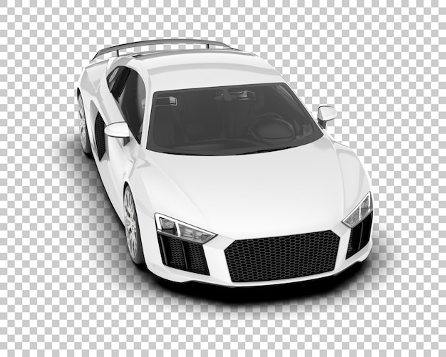 Witte sportwagen op transparante achtergrond 3d rendering illustratie