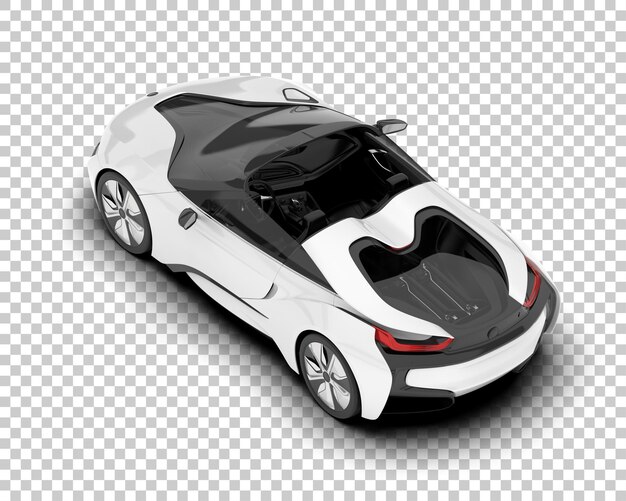 PSD witte sportwagen op transparante achtergrond 3d rendering illustratie