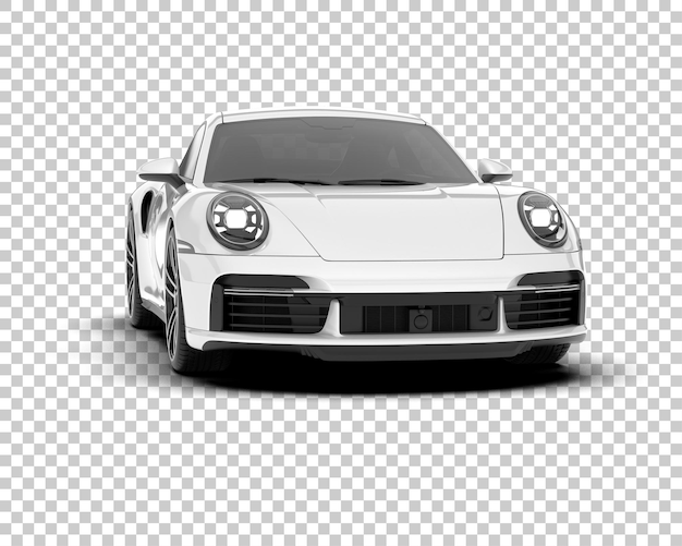 Witte sportwagen op transparante achtergrond 3D rendering illustratie