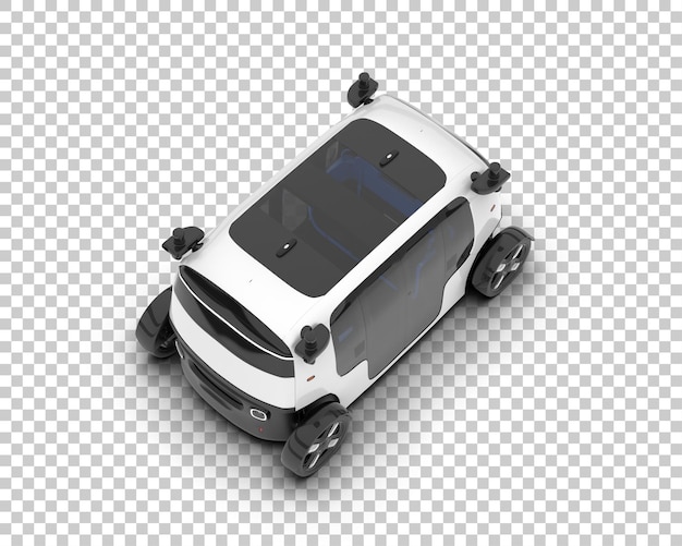 Witte stadsauto op doorzichtige achtergrond 3D-weergave illustratie