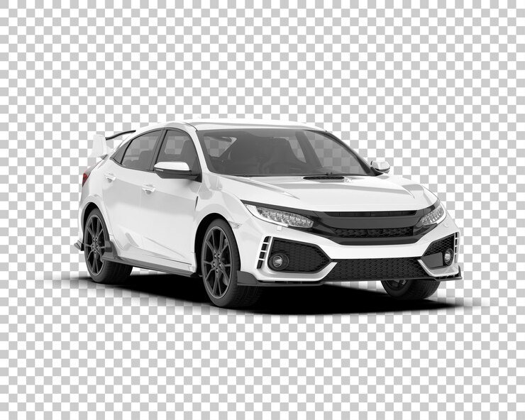 PSD witte stadsauto op transparante achtergrond 3d rendering illustratie