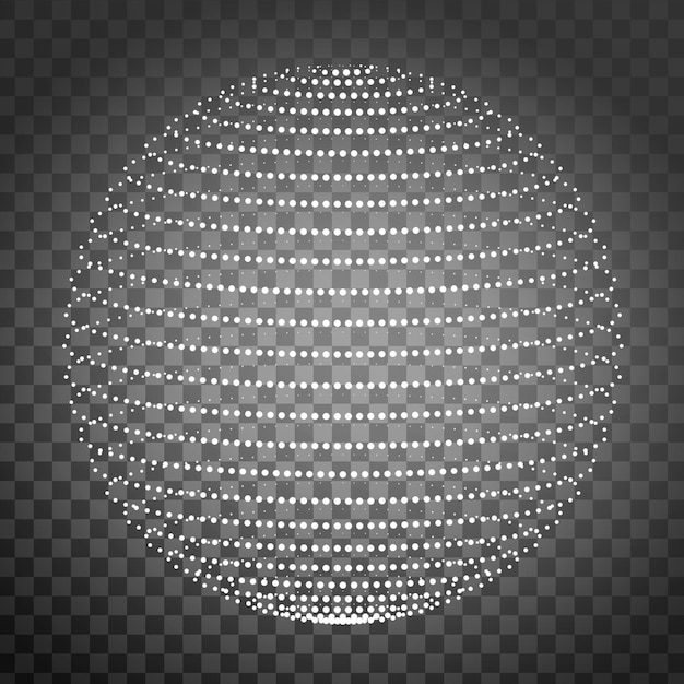 Witte stippelende 3D-wereldkaart met een zwarte achtergrond