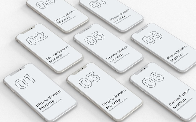 Witte telefoonschermen mockup juiste weergave