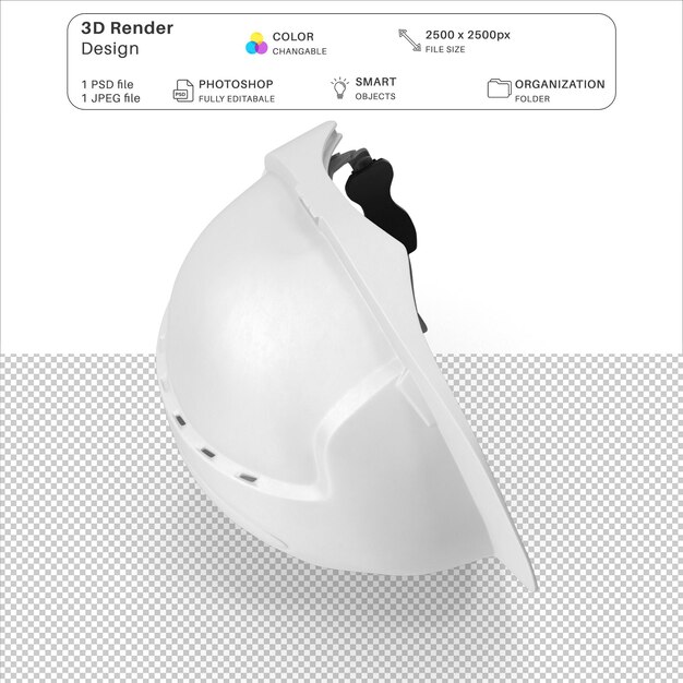 Witte veiligheidshelm 3d-modellering psd