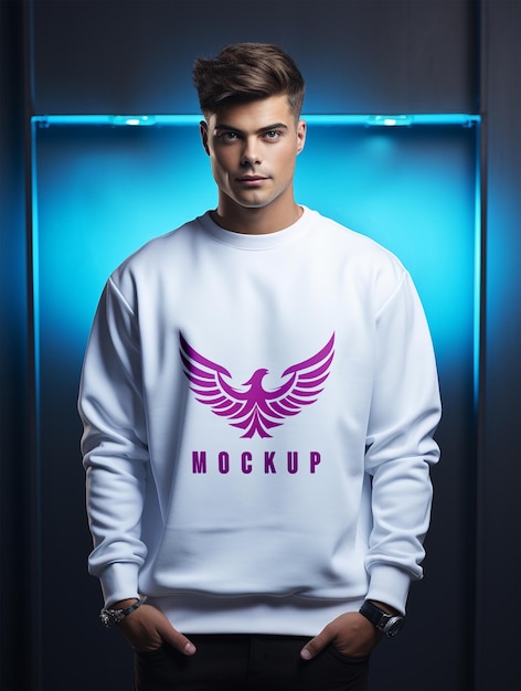 Witte volle mouw sweatshirt mockup