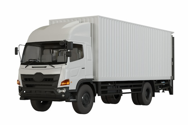 Witte vrachtwagen geïsoleerd op een witte achtergrond