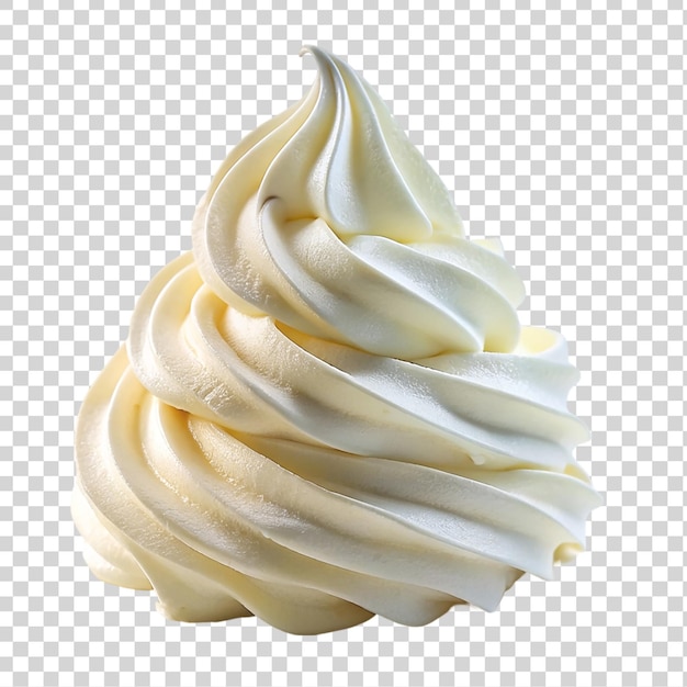 Witte whipped cream geïsoleerd op een doorzichtige achtergrond