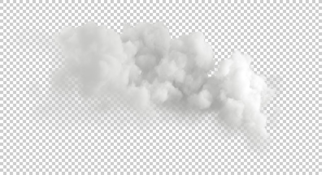 PSD witte zachte donzige wolken pluizig geïsoleerd op transparante achtergrond 3d-rendering