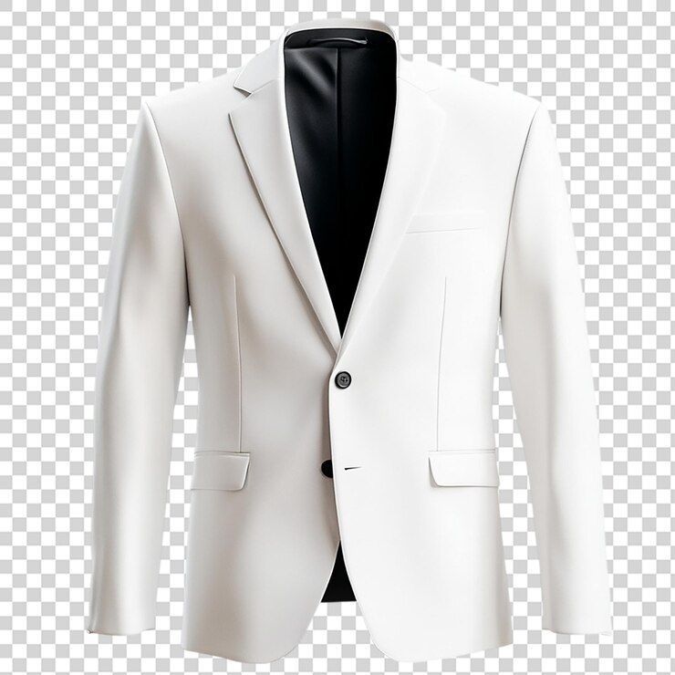 PSD witte zakenpak, blazer, jas, jas, geïsoleerd op een doorzichtige achtergrond