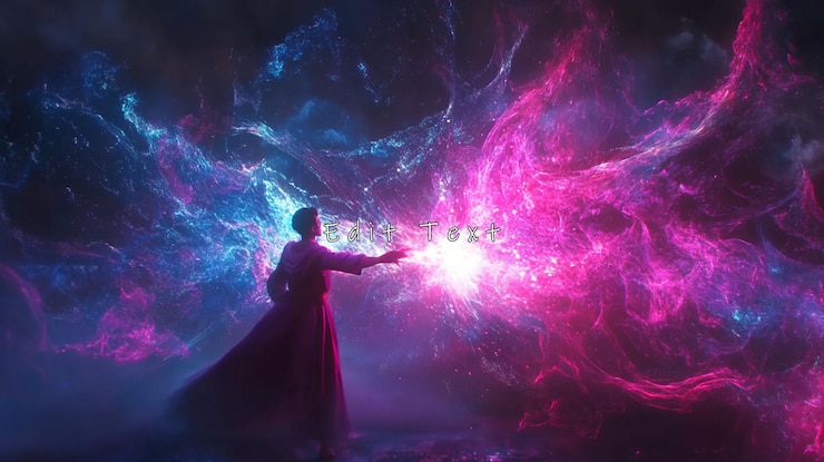 PSD wizard casting magic pink and blue energy