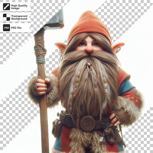 PSD a wizard with a beard and a hat with a sword