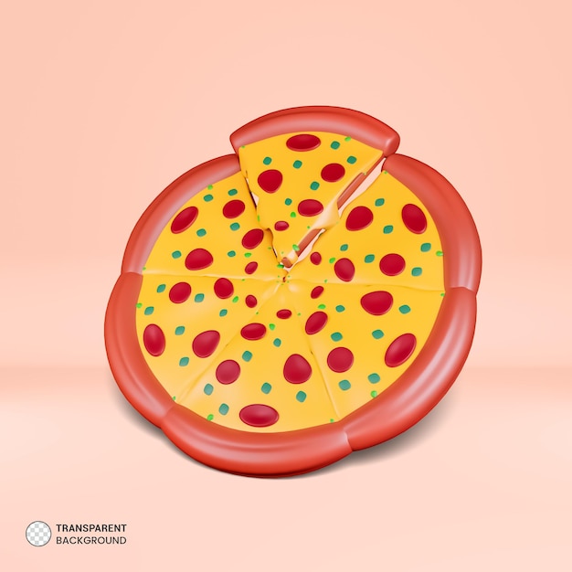 PSD włoska pizza fast food ikona na białym tle renderowania 3d ilustracja
