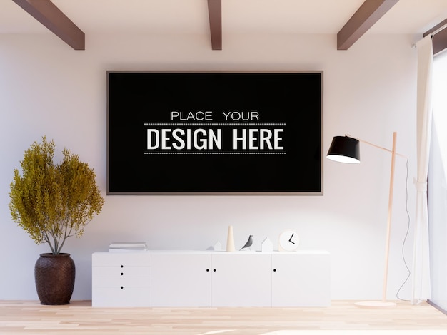 Wnętrze makiety TV Frame w salonie