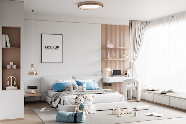 Wnętrze pokoju dziecięcego Mockup ściany 3d rendering 3d ilustracja