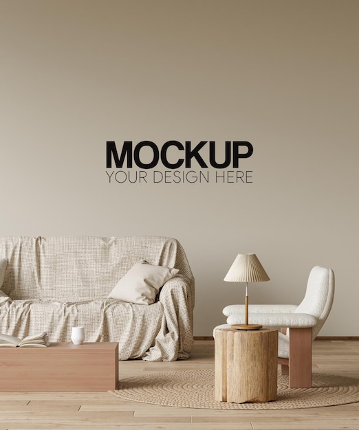 Wnętrze sypialni Mockup ściany 3d rendering 3d ilustracja