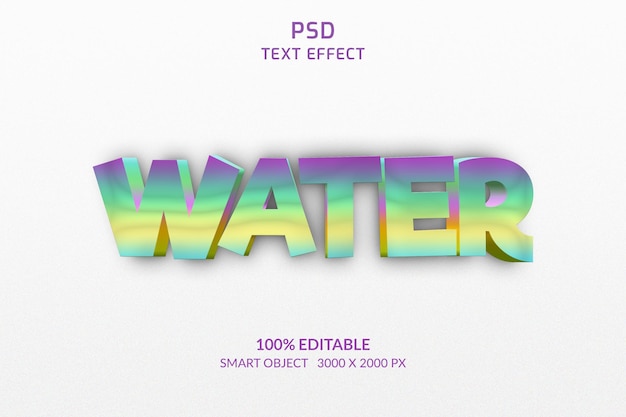 Wodny efekt stylu tekstu 3d Szablon PSD