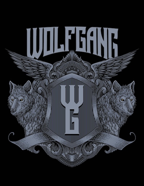 PSD Логотип щита банды волков