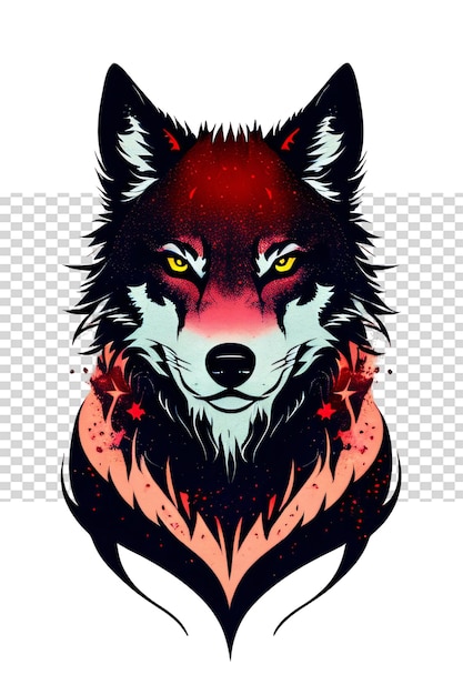 PSD wolf head illustration template for tattoo print tshirt