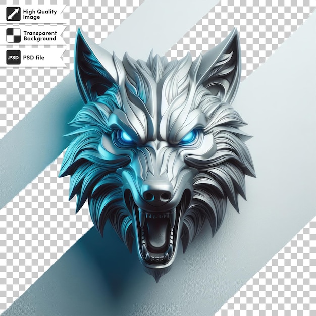 PSD wolf head mascot on transparent background