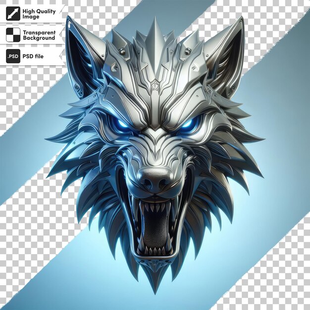 PSD wolf head mascot on transparent background