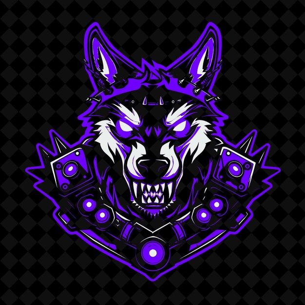 PSD a wolf head with a purple logo on it