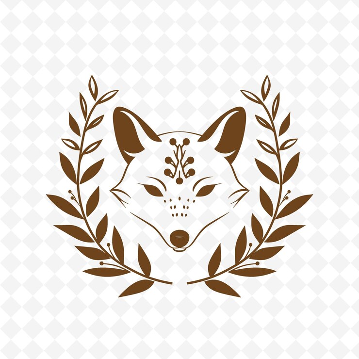 PSD a wolf head in a wreath of laurel wreaths