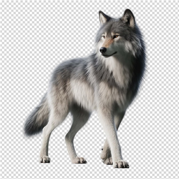 PSD a wolf is shown on a white background with a shadow of it