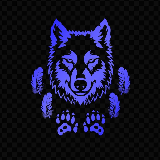 A wolf with a blue muzzle is on a black background