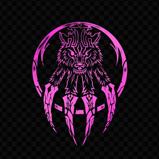 PSD a wolf with a pink circle on the background