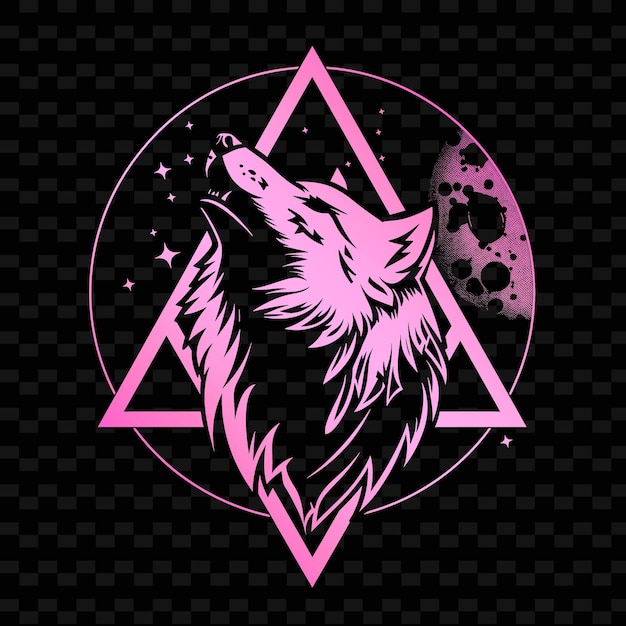 A wolf with stars and stars on a black background